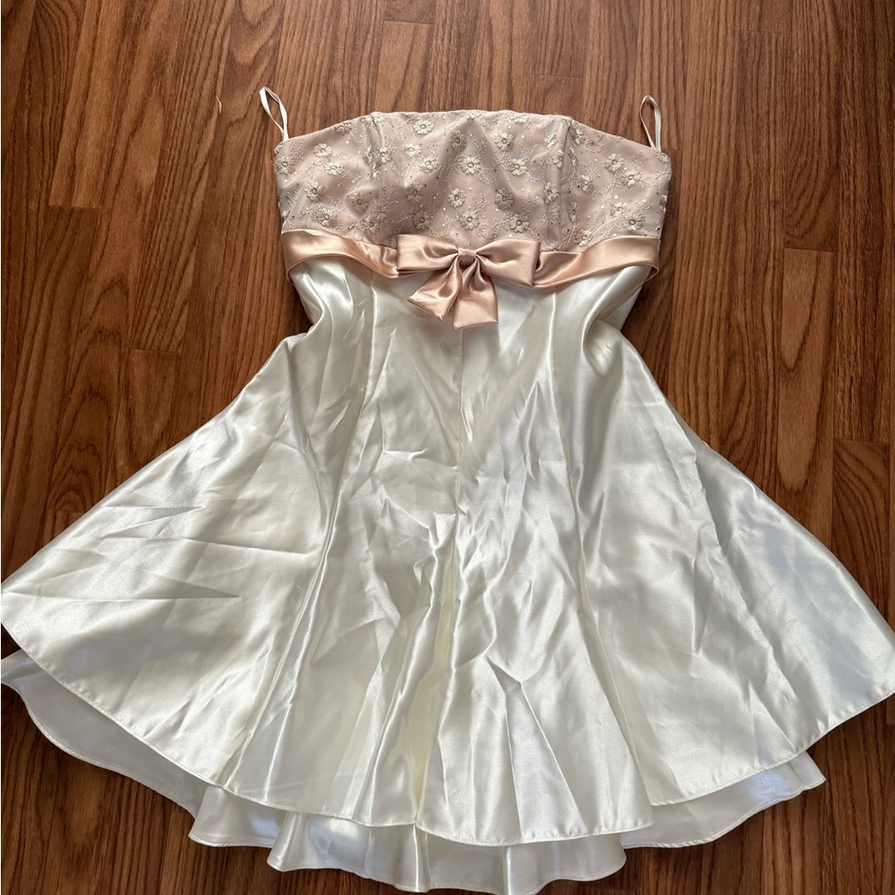 Jessica McClintock Cream Satin Dress